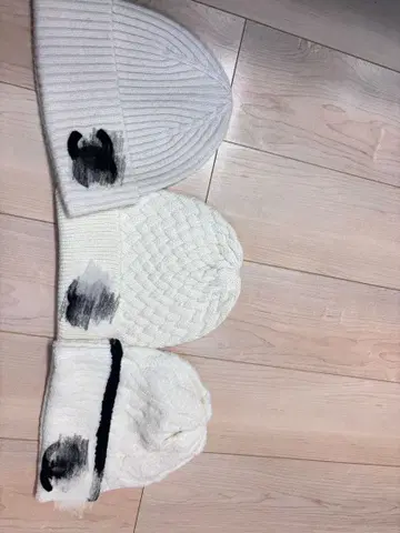 화이트 니트 모자 3종 세트