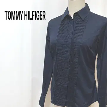 TOMMY HILFIGER 면 100% 미 실루엣 핀턱 블라우스