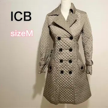 ICB 퀼팅 트렌치코트 그레이 카키 롱 코트