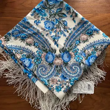 메리노울 스카프 러시아 전통 직물 Pavlovskiy Posad