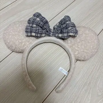머리띠 체크 리본 미니 디즈니