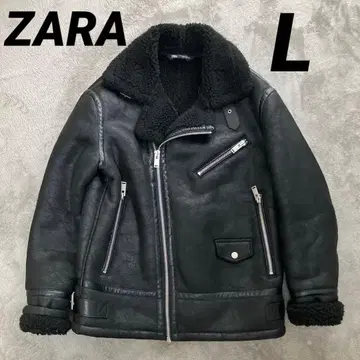 새상품급 자라 B-3 무스탕 자켓 L 블랙 플라이트 보머 보아