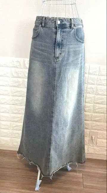 LOUNGEDRESS 데님 롱 스커트 M 사이즈 옅은 파랑