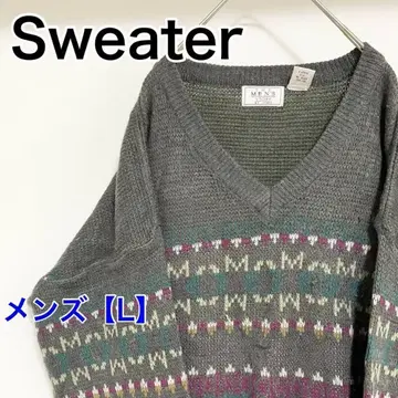 YAO48 [US 수입] 스웨터 [남성용 L] 긴팔 브라운 그레이