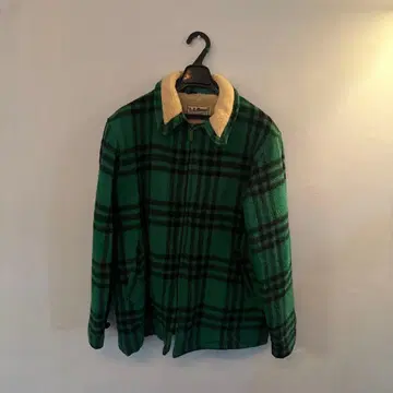 L.L.Bean 그린 블랙 체크 플리스 자켓