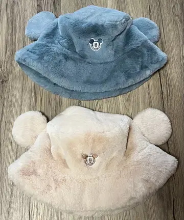 디즈니 미키 귀 달린 복슬복슬 버킷햇 팬캡