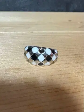 실버 체크 반지