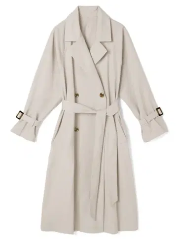 베이지 더블 브레스트 트렌치코트