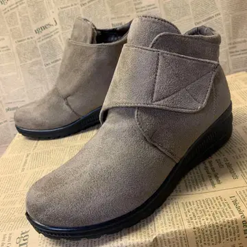 새상품 여성용 22.5cm 벨크로 테이프 보아 안감 부츠 6472 브라운