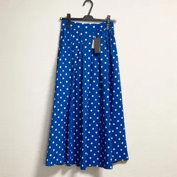 미사용 새상품 택 포함 긴자 매기 파랑 도트 플레어 스커트 38 M 도트