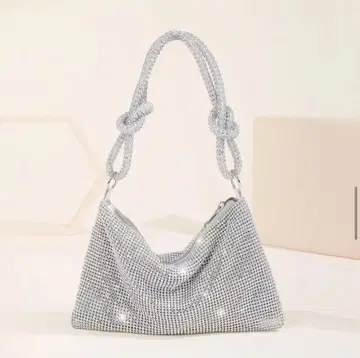 새상품 반짝이는 비즈 장식 백 실버