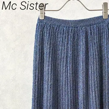 Mc Sister 롱 플리츠 스커트 니트 라메 허리밴딩 심플