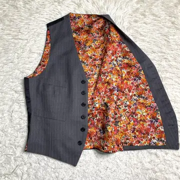 새상품급 Paul smith 베스트 꽃무늬 그레이 울 M 비즈니스 남성용