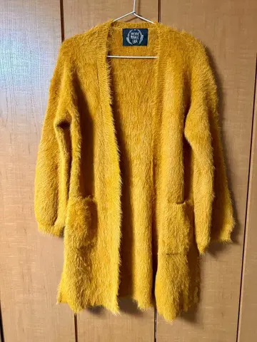 GOA 복슬복슬 머스타드 롱 가디건