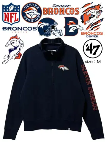 NFL 덴버 브롱코스 하프 지퍼 맨투맨 M 블랙 USA 구제 의류