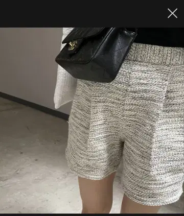 MYINE 트위드 턱 숏팬츠 (화이트)