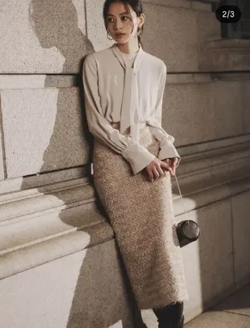 anuans 페더 자카드 콤비 원피스