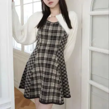 LIP SERVICE 페더 체크 앙상블 원피스