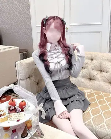 미셸 마카롱 허니 뮤우 레이스업 도킹 상의 XS 그레이