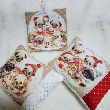[크리스마스 한정 가격] 퍼그 패널 잡화 3종 세트 핸드메이드
