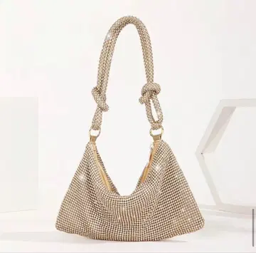 새상품 반짝이는 비즈 장식 백 골드