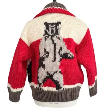 그리즐리 곰 패턴 카우친 스웨터 니트 자켓 울 빈티지