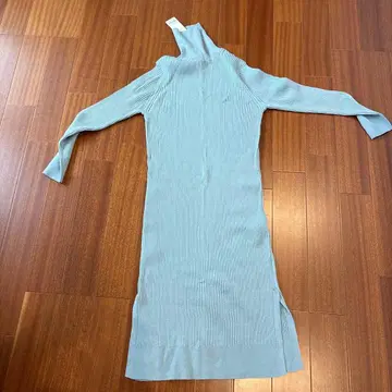 23구 리브 니트 라이트 블루 원피스