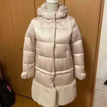 핑크 베이지 롱 다운 자켓 질스튜어트 2way