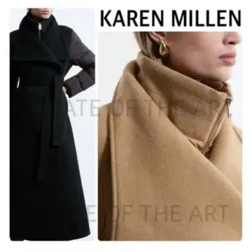 KAREN MILLEN 울 혼방 하이브리드 롱 코트