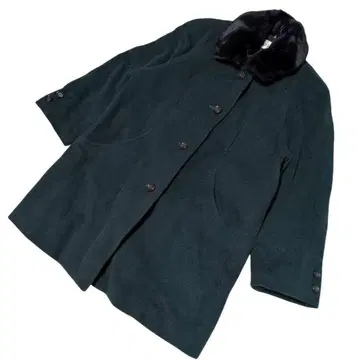 invalids 다크 그린 모 90 롱 코트 퍼 옷깃