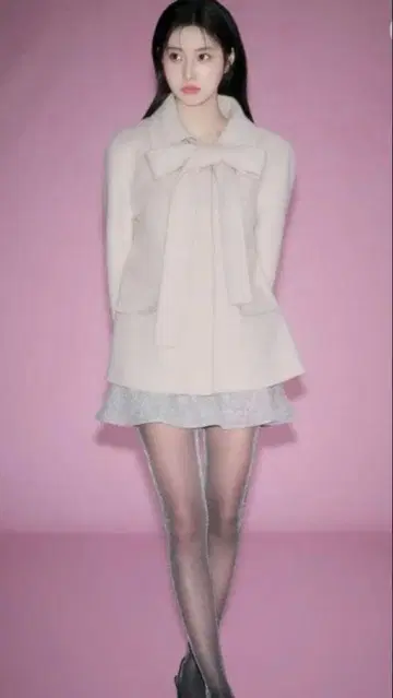 스나이델 아이보리 리본 포함 울 자켓