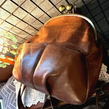 브라운 가죽 백 중형 브라운