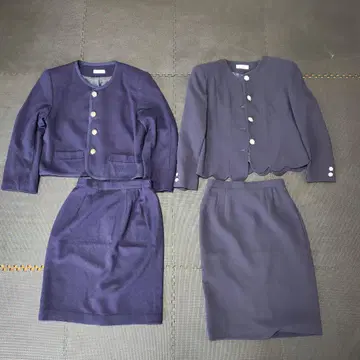 al Fine 스캘럽 헴 정장 세트 다크 네이비