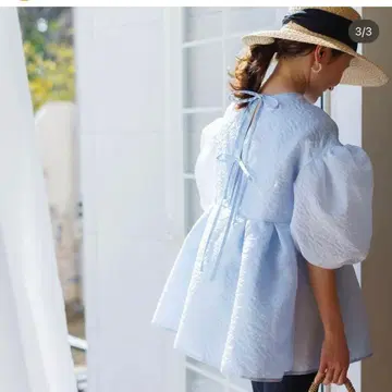 bluelea 실키 자카드 블라우스 블루