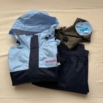 [ 미사용 ] 컬럼비아 의류 상하의 세트 파우치 포함 여성용 우비
