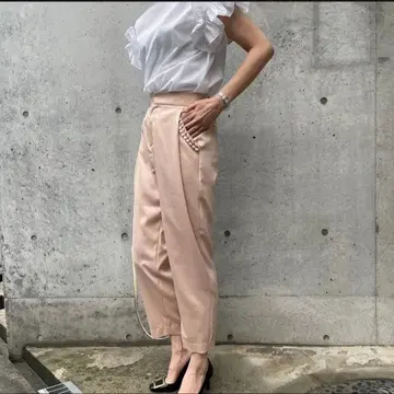 MYINE 프릴 포켓 릴랙시 테이퍼드 팬츠 (핑크)