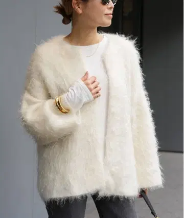 Deuxieme Classe PORTMIX 크루넥 가디건 화이트