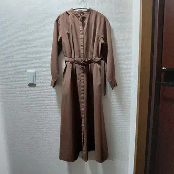 브라운 롱 드레스 허리 벨트 포함