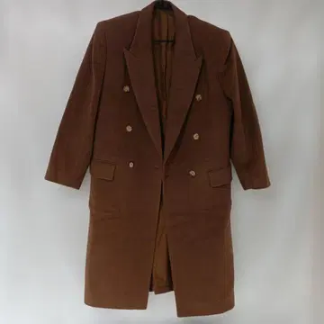 ROPE 브라운 더블 브레스트 롱 코트