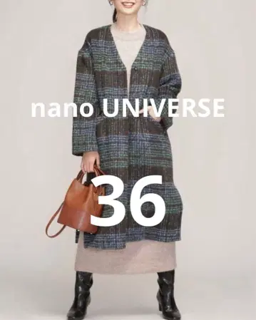 샤기 체크 노카라 코트