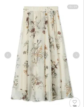 FRAY.ID 보타니컬 프린트 시어 턱 스커트