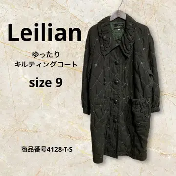 Leilian 넉넉한 퀼팅 코트 그린 개더 자수 사이즈 9