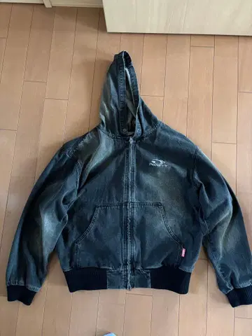 9090 헤이세이 로고 데님 집 후디 블랙