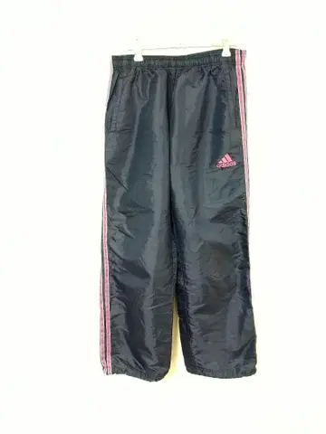 아디다스 나일론 팬츠 여성용 M 네이비 색상 핑크 라인 핑크 로고