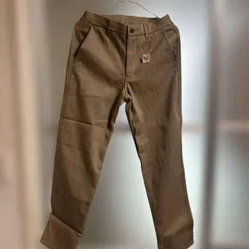 베이지 치노 팬츠 M 사이즈 속기모, 허리밴딩