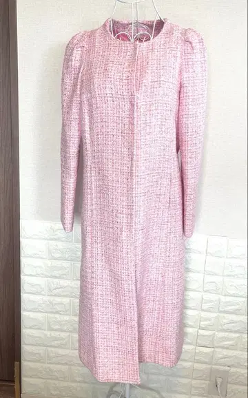 Primo Scherrer 핑크 트위드 미들 기장 코트