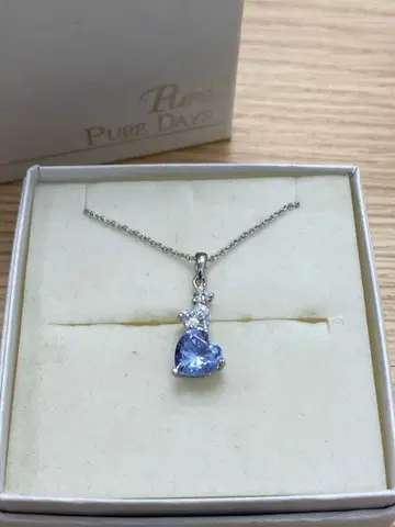 PURE DAYS 목걸이 하트 실버 925 퍼플 보라색