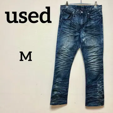 빈티지 가공 디자인 슬림 데님 팬츠 M 면 100%