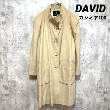 [ DAVID ] 캐시미어 100% 울 스탠드 카라 코트 베이지 M 포켓
