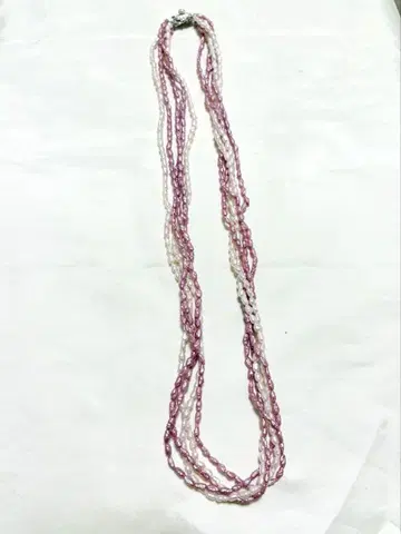 담수 진주 펄 관혼상제 결혼식 진주 고급 목걸이 핑크 퍼플